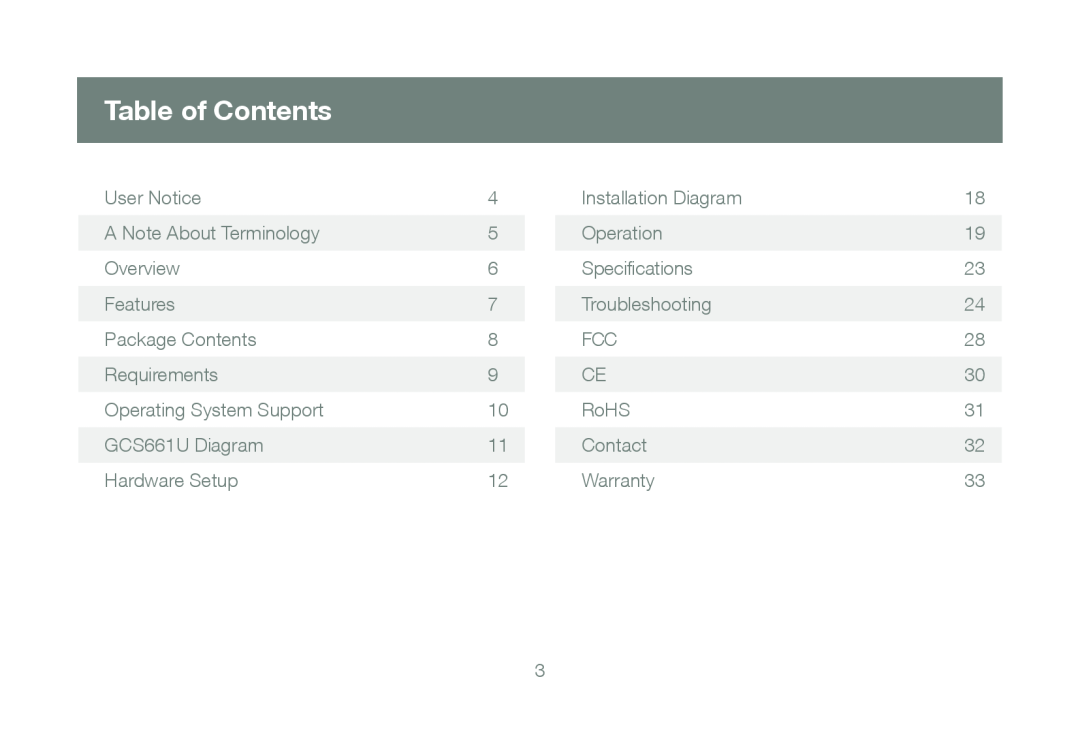 IOGear GCS661U user manual Table of Contents 