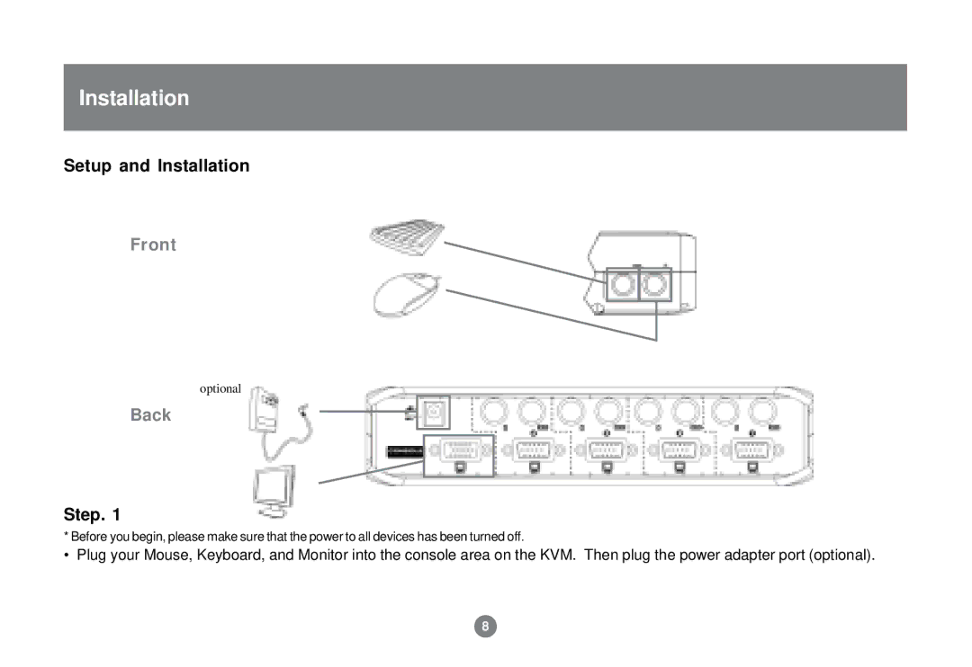 IOGear GCS82B, 84B user manual Setup and Installation, Step 