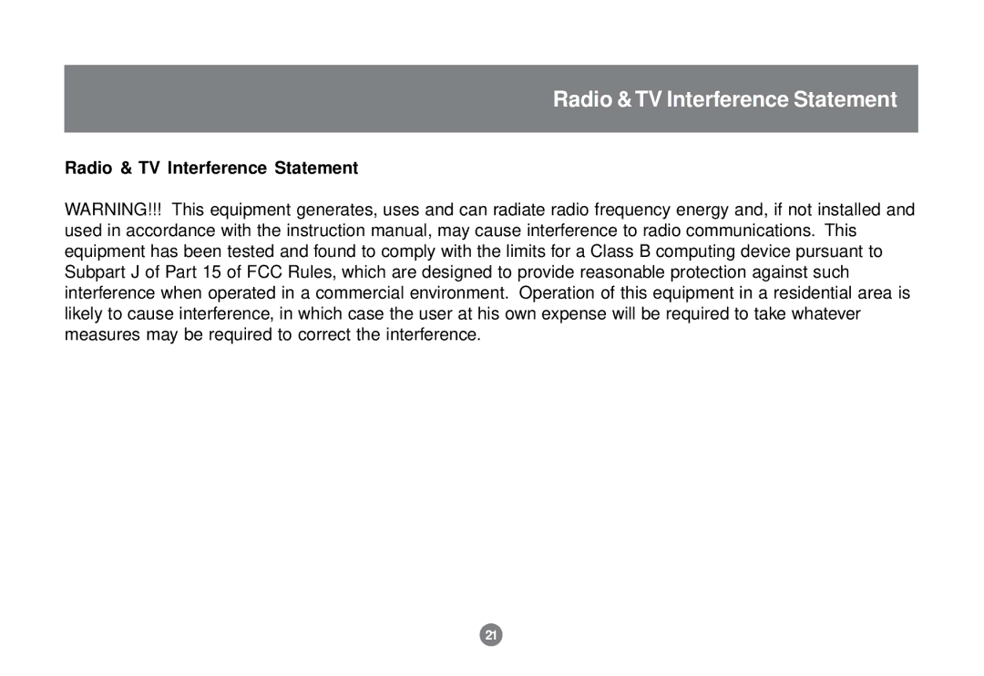 IOGear 84B, GCS82B user manual Radio & TV Interference Statement 