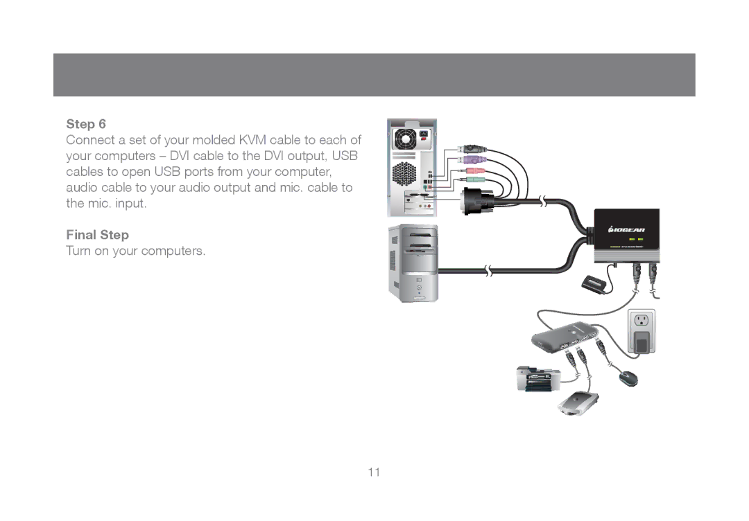 IOGear GCS932UB manual Turn on your computers 