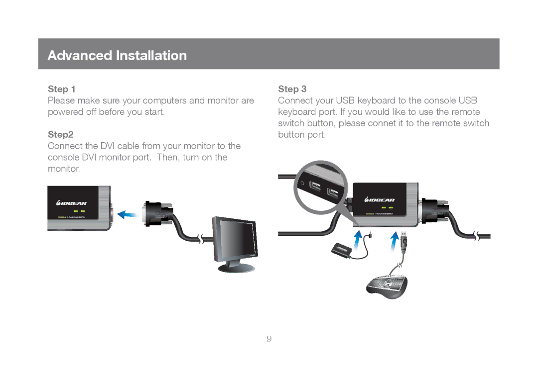 IOGear GCS932UB manual Advanced Installation 