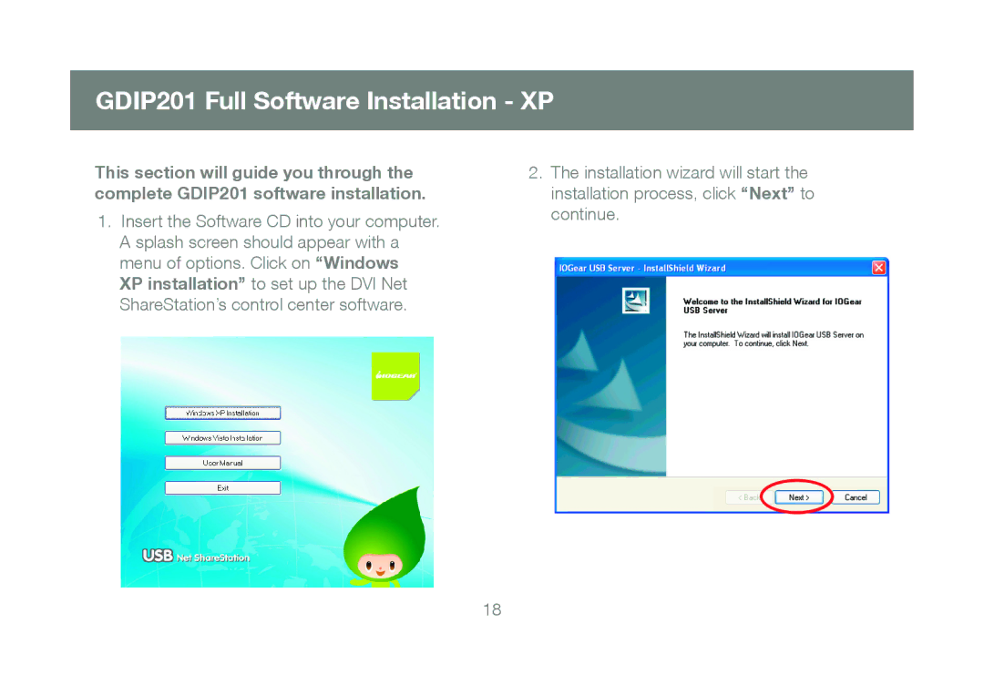 IOGear manual GDIP201 Full Software Installation XP 