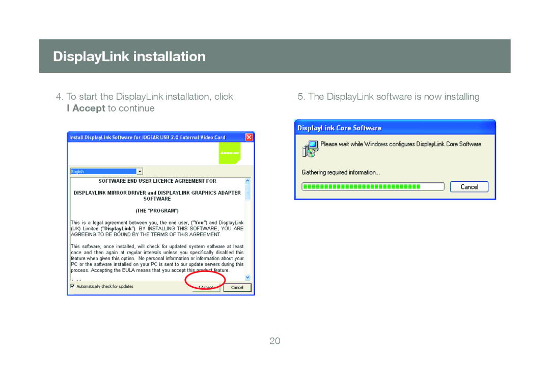 IOGear GDIP201 manual DisplayLink installation 