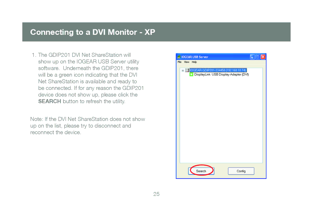 IOGear GDIP201 manual Connecting to a DVI Monitor XP 