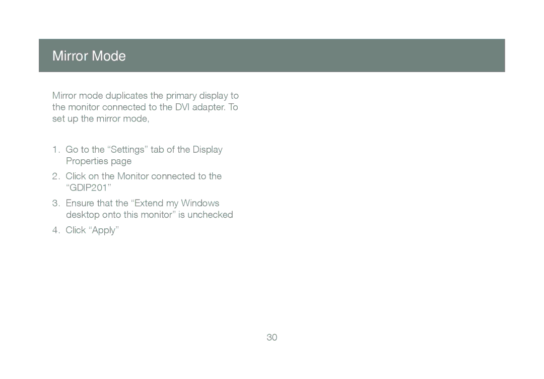 IOGear GDIP201 manual Mirror Mode 