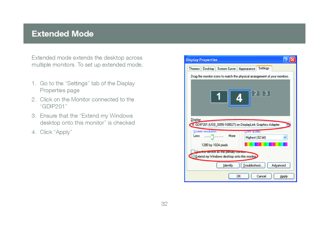 IOGear GDIP201 manual Extended Mode 