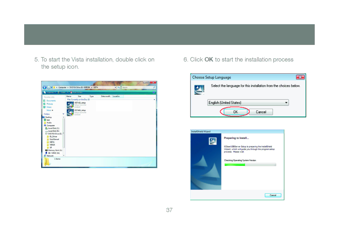 IOGear GDIP201 manual To start the Vista installation, double click on 