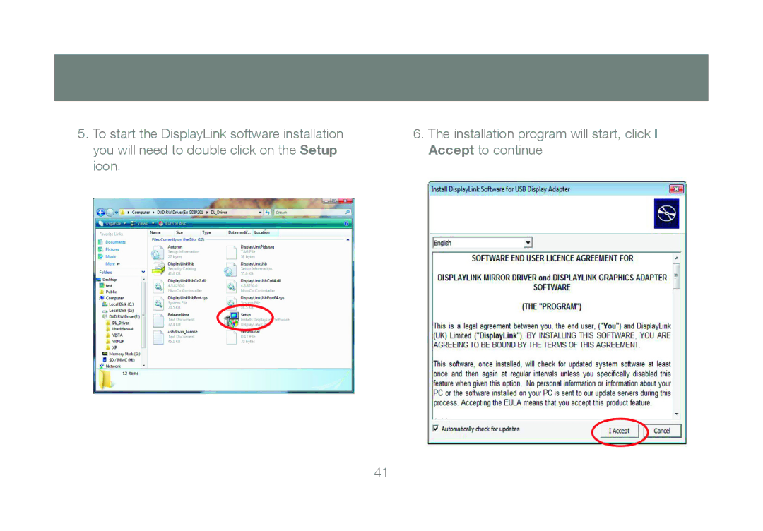 IOGear GDIP201 manual To start the DisplayLink software installation 