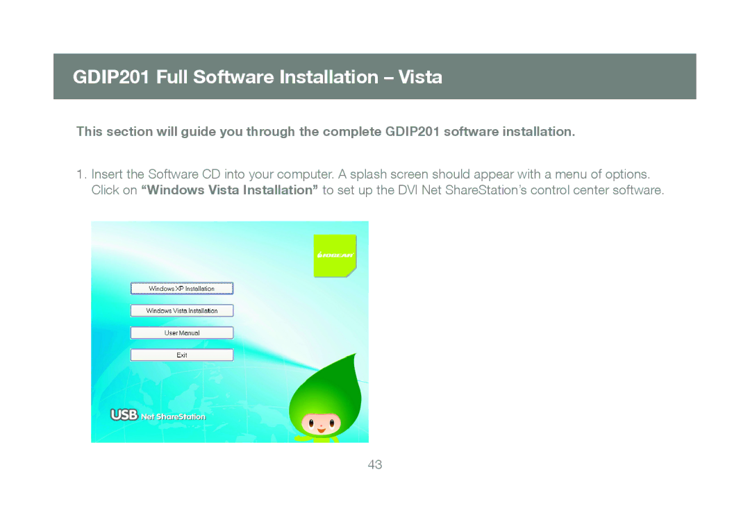 IOGear manual GDIP201 Full Software Installation Vista 