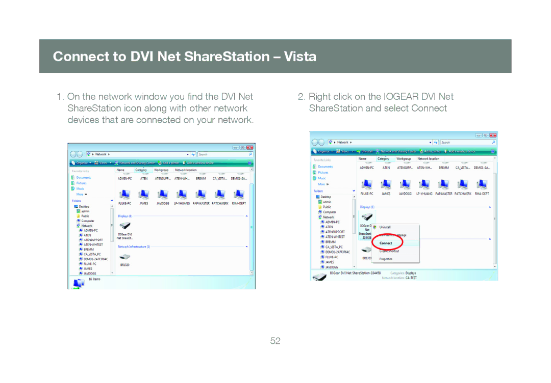 IOGear GDIP201 manual Connect to DVI Net ShareStation Vista 