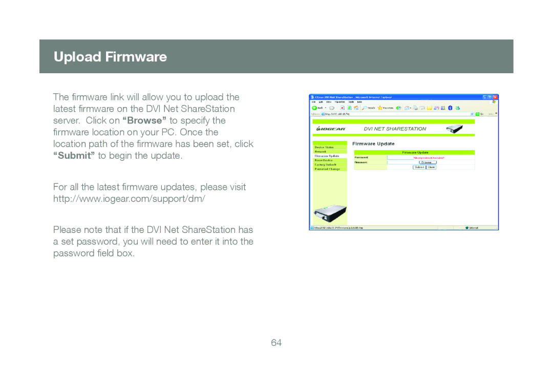 IOGear GDIP201 manual Upload Firmware 