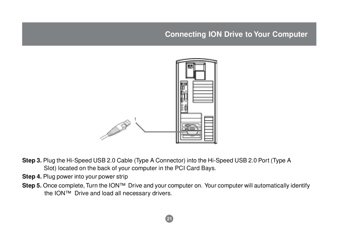 IOGear GHE135U installation manual Connecting ION Drive to Your Computer 