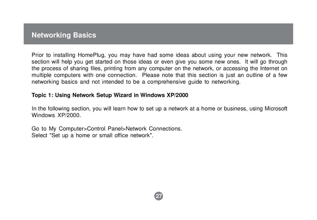 IOGear GHPB21 user manual Networking Basics, Topic 1 Using Network Setup Wizard in Windows XP/2000 