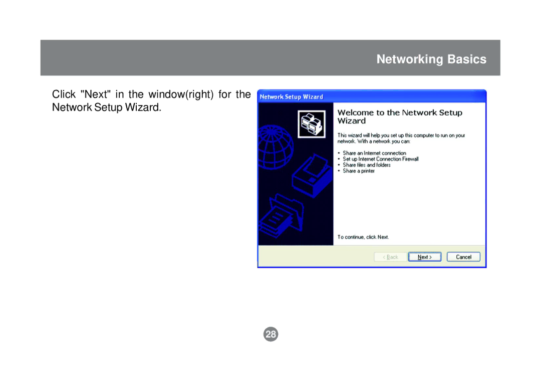 IOGear GHPB21 user manual Click Next in the windowright for Network Setup Wizard 