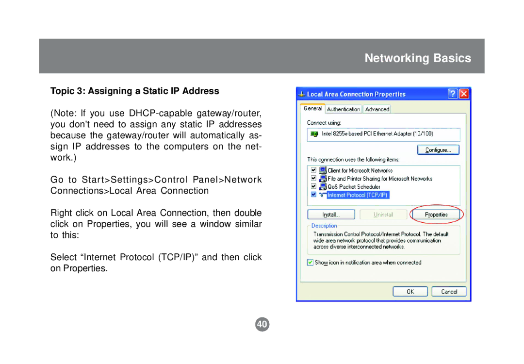 IOGear GHPB21 user manual Topic 3 Assigning a Static IP Address 