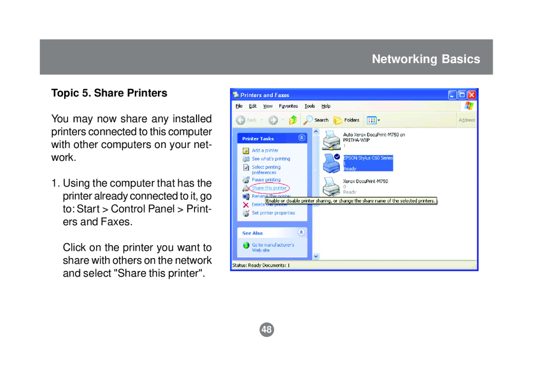 IOGear GHPB21 user manual Topic 5. Share Printers 