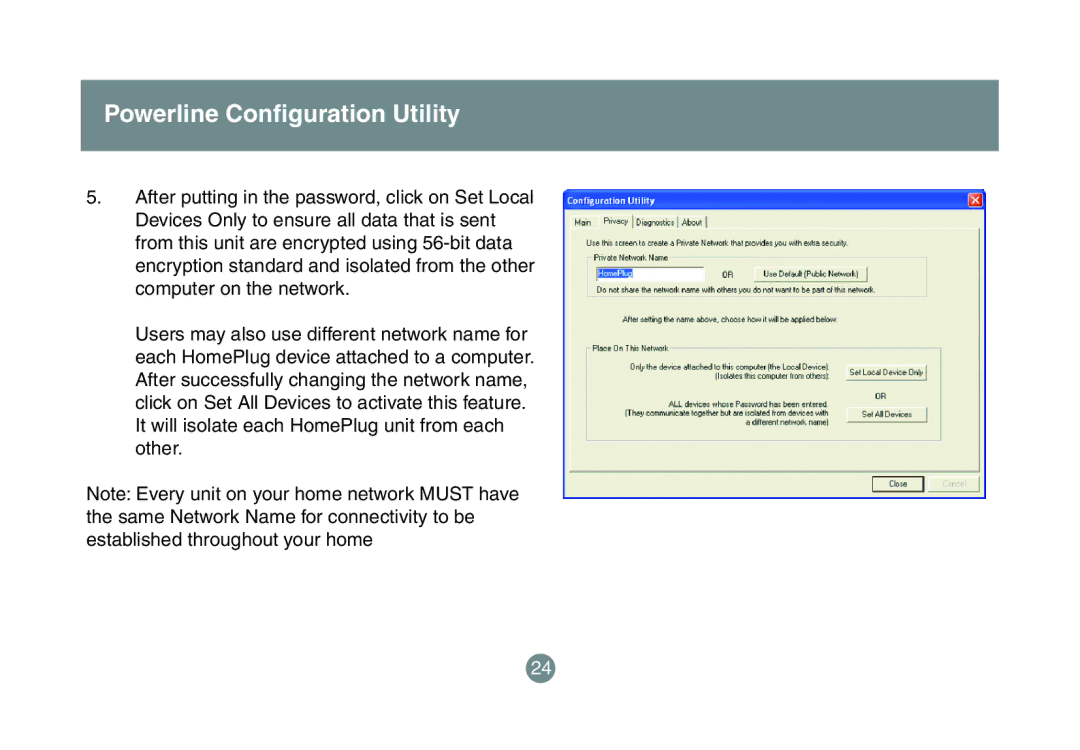 IOGear GHPB42 user manual Powerline Conﬁguration Utility 