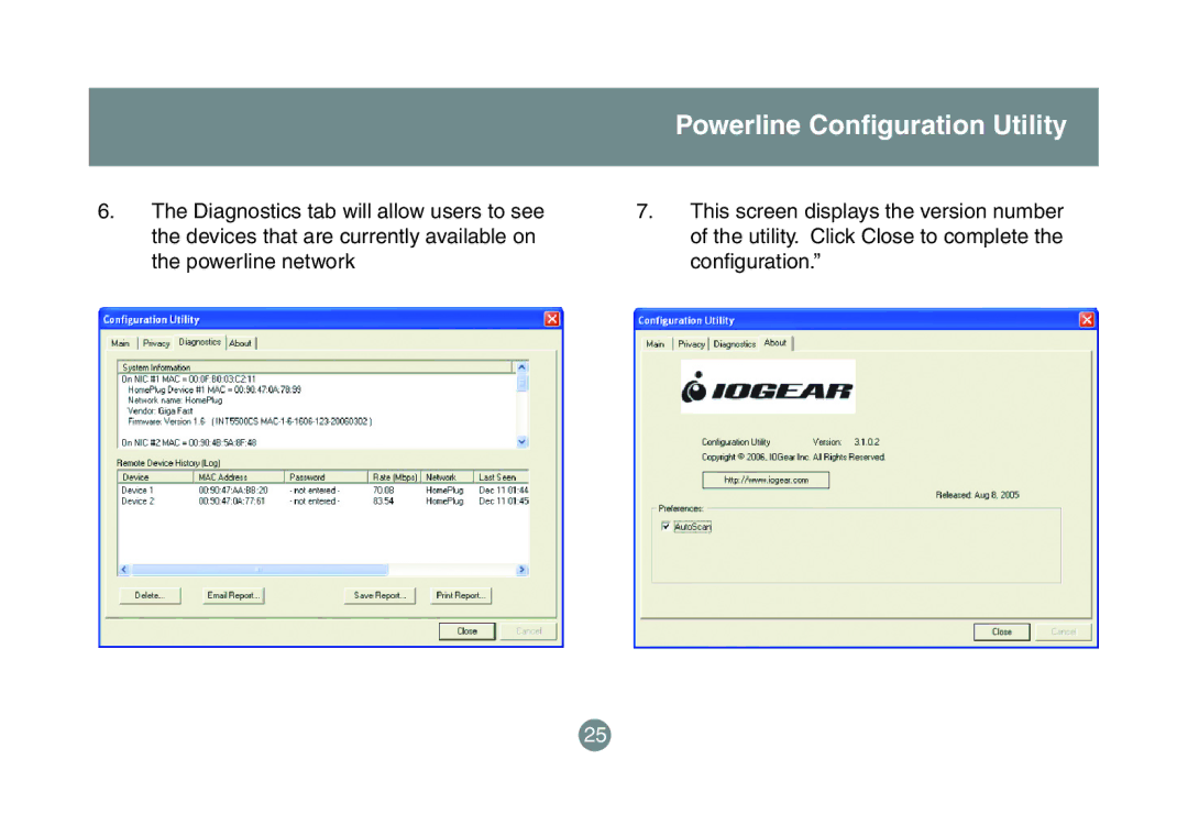 IOGear GHPB42 user manual Powerline Conﬁguration Utility 