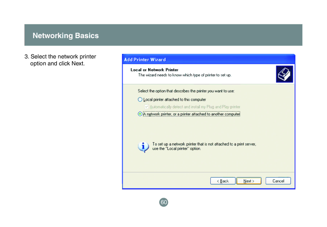 IOGear GHPB42 user manual Select the network printer option and click Next 