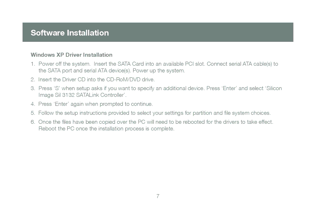 IOGear GICe720S3W6 manual Software Installation, Windows XP Driver Installation 