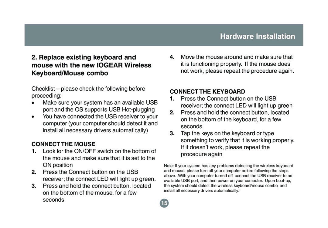 IOGear GKM521R user manual Connect the Mouse 