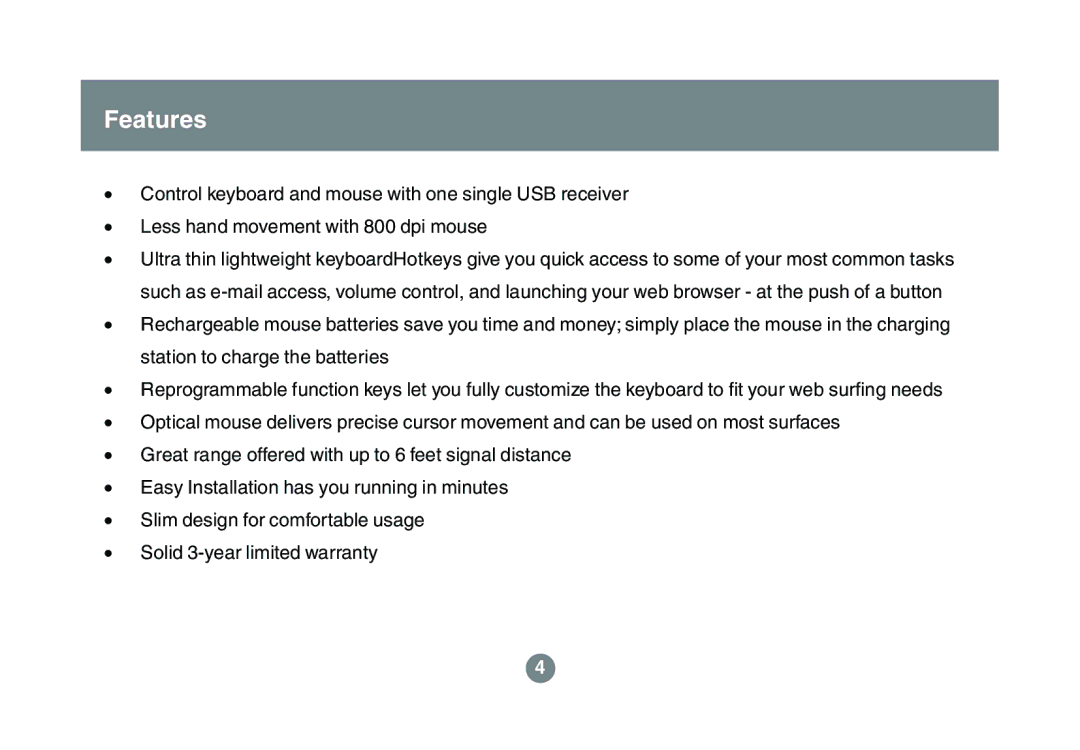 IOGear GKM521R user manual Features 