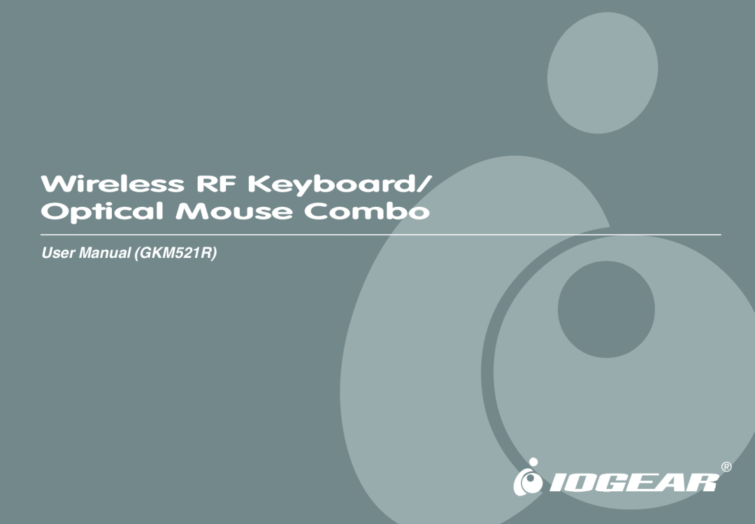 IOGear user manual Wireless RF Keyboard Optical Mouse Combo, User Manual GKM521R 