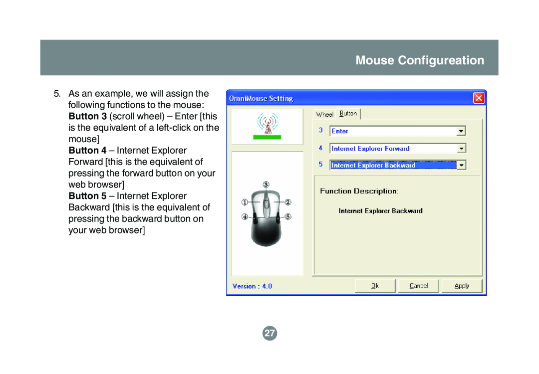 IOGear GKM521R user manual Mouse Configureation 