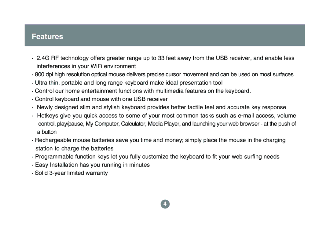 IOGear GKM541R user manual Features 