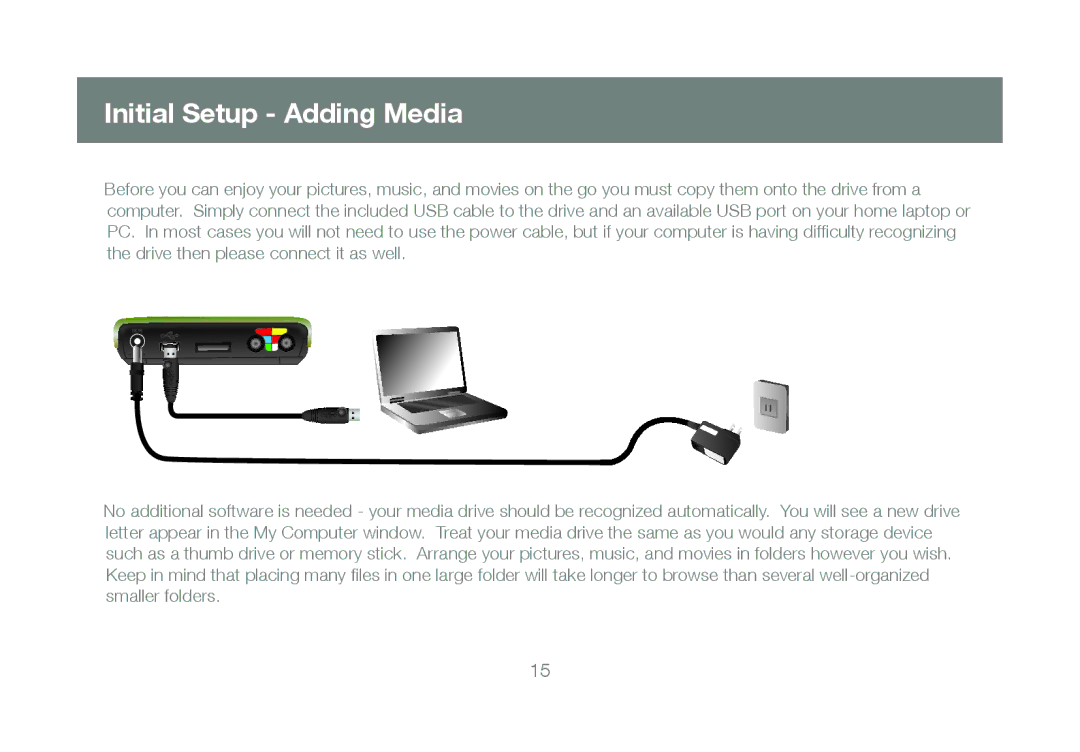 IOGear GMD2025U120 manual Initial Setup Adding Media 