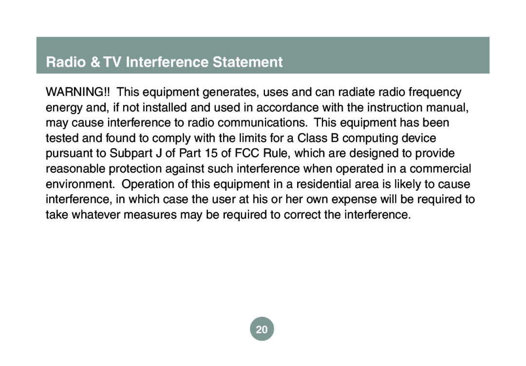 IOGear GME227R manual Radio & TV Interference Statement 