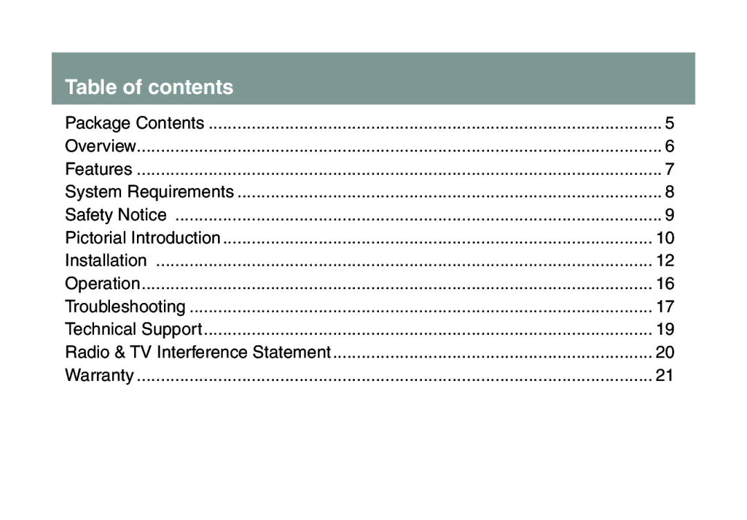 IOGear GME227R manual Table of contents 