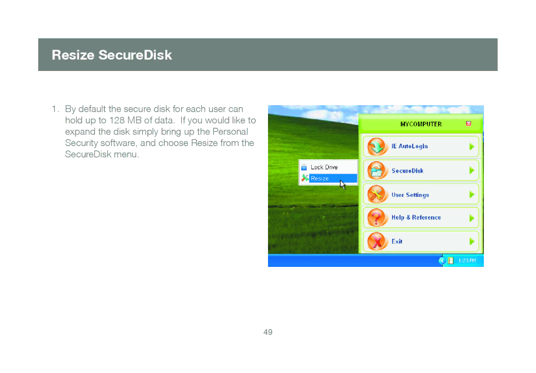 IOGear GMEFP1W6 manual Resize SecureDisk 