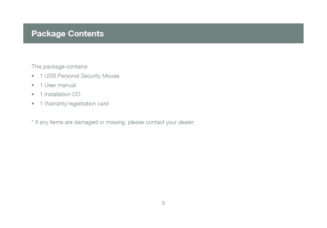 IOGear GMEFP1W6 manual Package Contents 