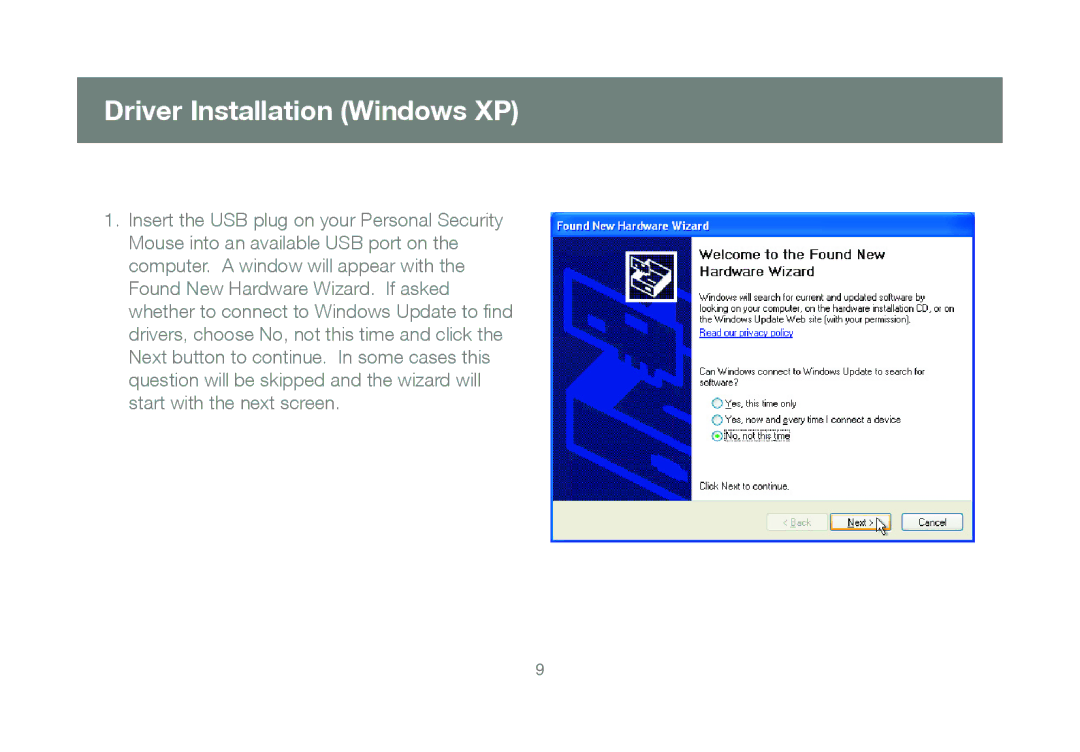 IOGear GMEFP1W6 manual Driver Installation Windows XP 