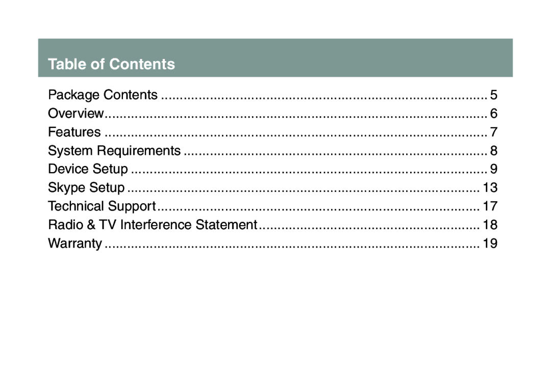 IOGear GMESKYP1 manual Table of Contents 