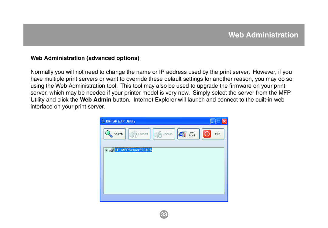 IOGear GMFPSU01 user manual Web Administration advanced options 