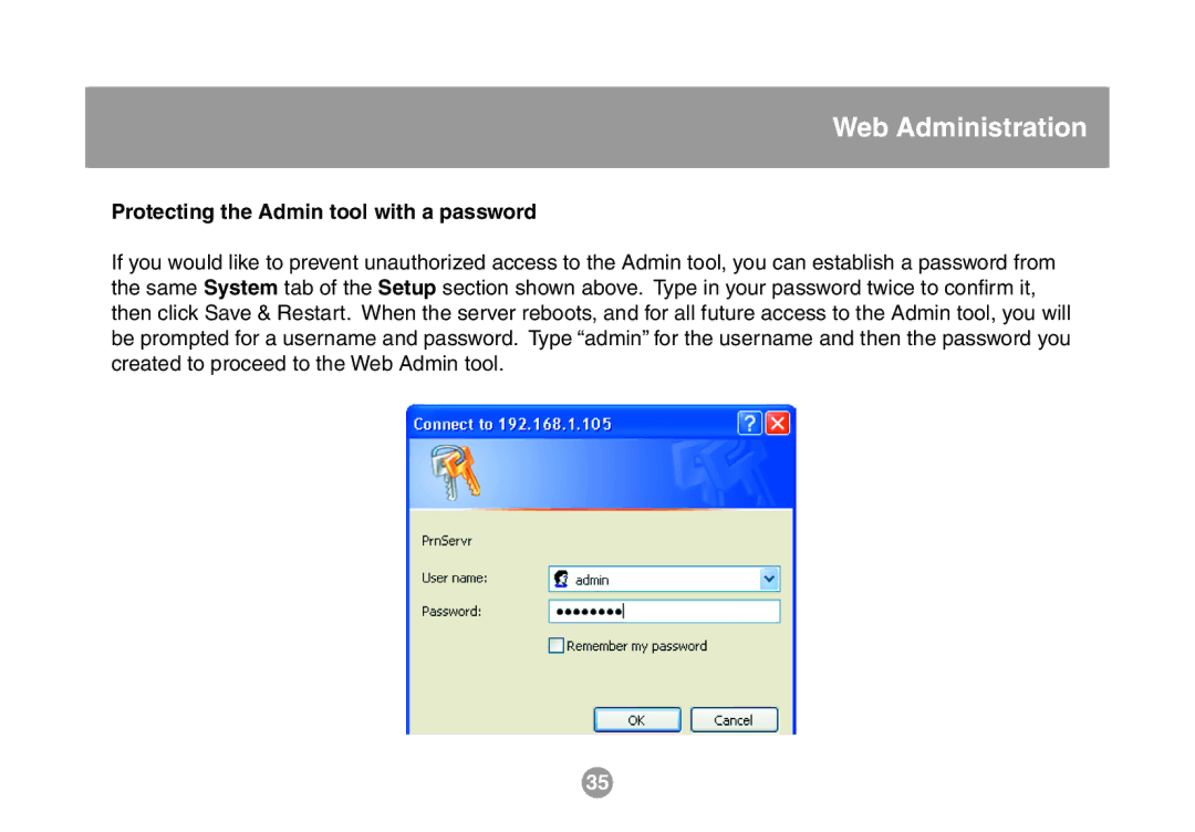 IOGear GMFPSU01 user manual Protecting the Admin tool with a password 