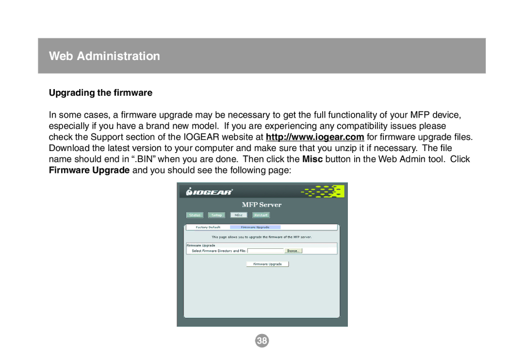 IOGear GMFPSU01 user manual Upgrading the ﬁrmware 