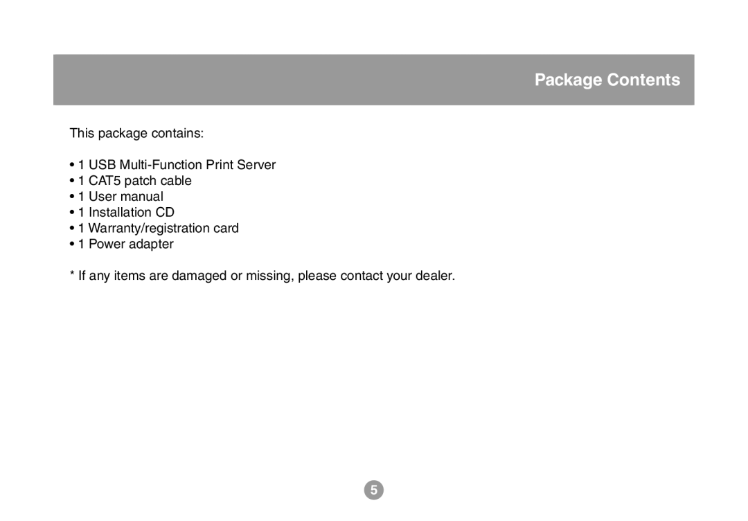 IOGear GMFPSU01 user manual Package Contents 