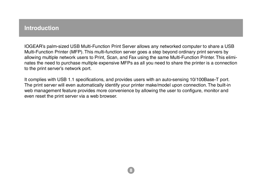 IOGear GMFPSU01 user manual Introduction 