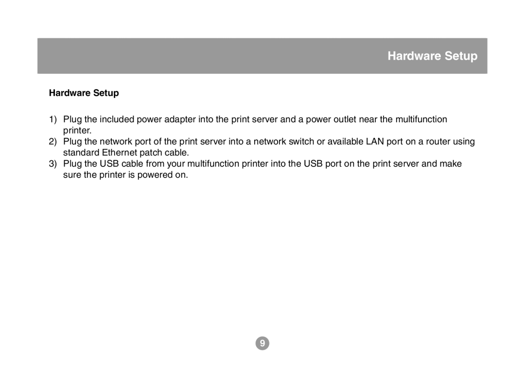 IOGear GMFPSU01 user manual Hardware Setup 