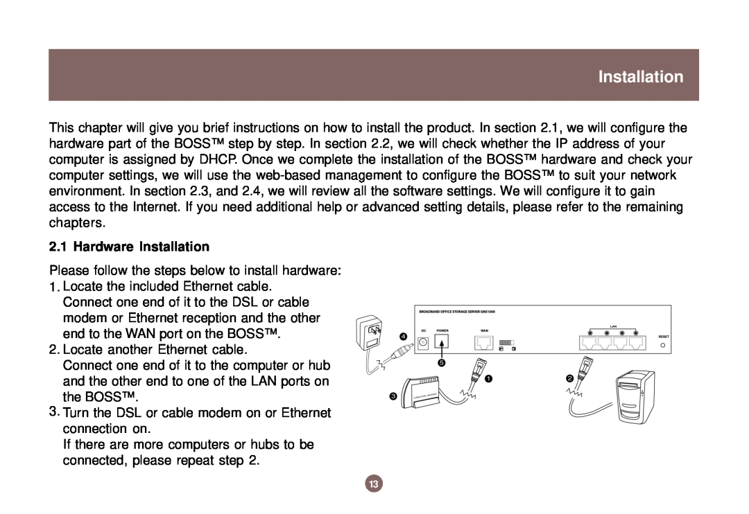 IOGear GNS1000 user manual Hardware Installation 