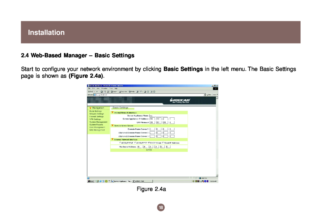 IOGear GNS1000 user manual Installation, Web-Based Manager - Basic Settings, 4a 