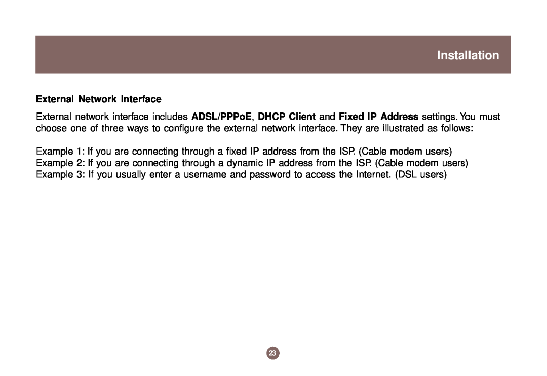 IOGear GNS1000 user manual Installation, External Network Interface 