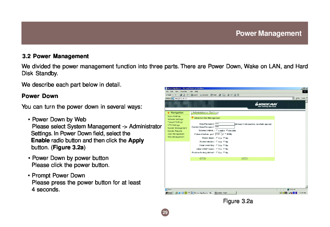 IOGear GNS1000 user manual Power Management, Power Down 