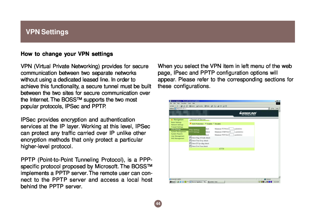 IOGear GNS1000 user manual VPN Settings, How to change your VPN settings 