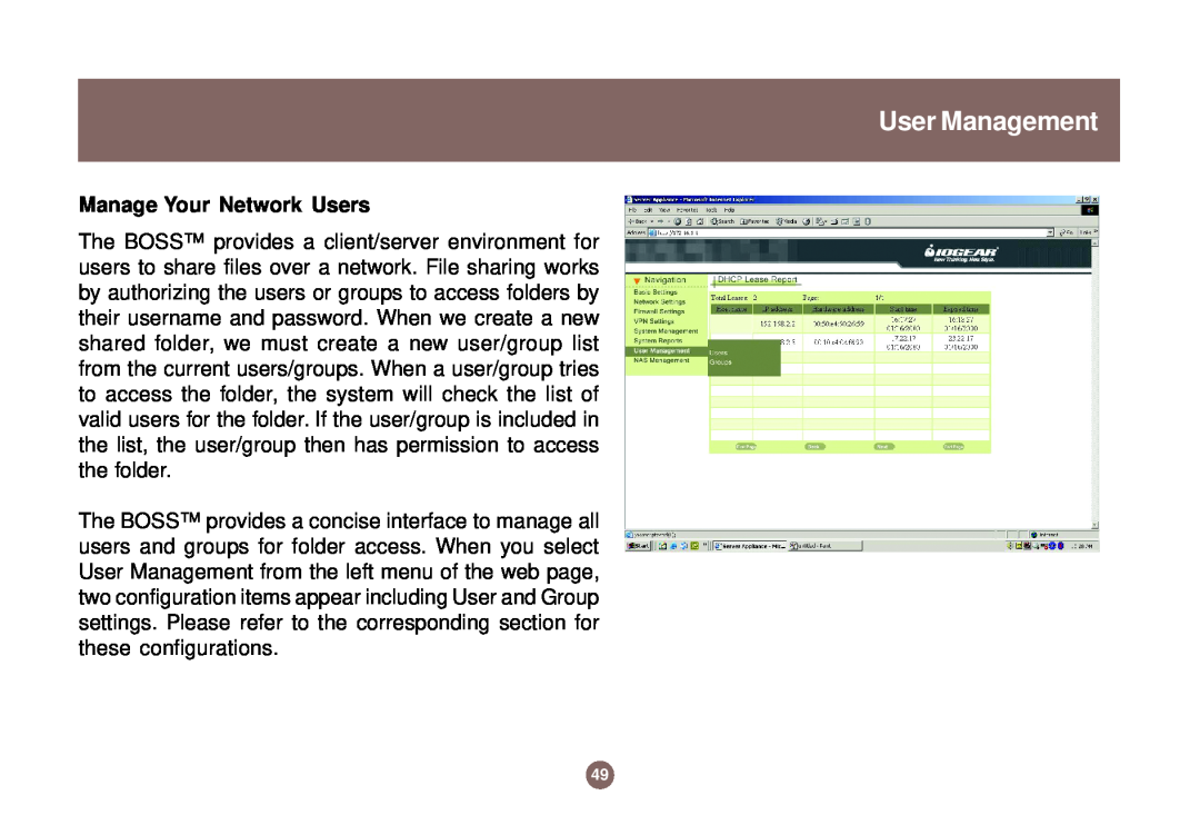 IOGear GNS1000 user manual User Management, Manage Your Network Users 