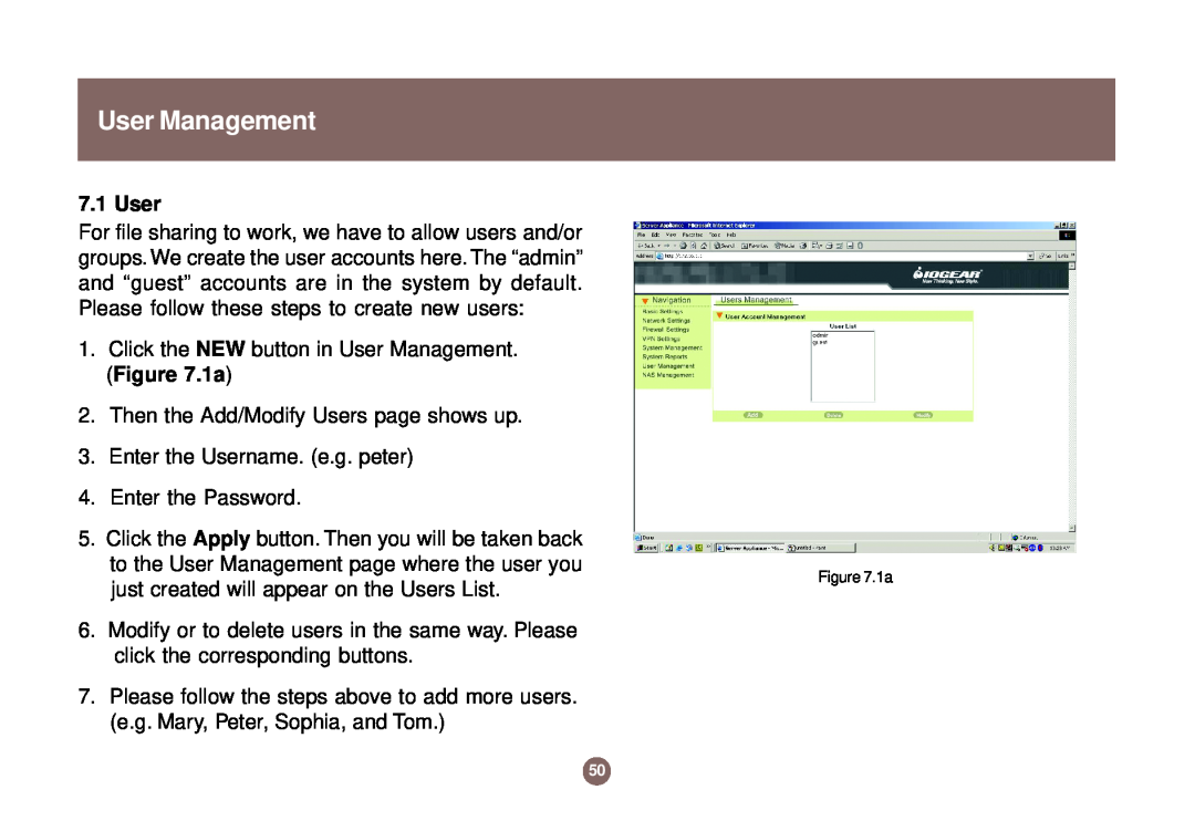 IOGear GNS1000 user manual User Management 