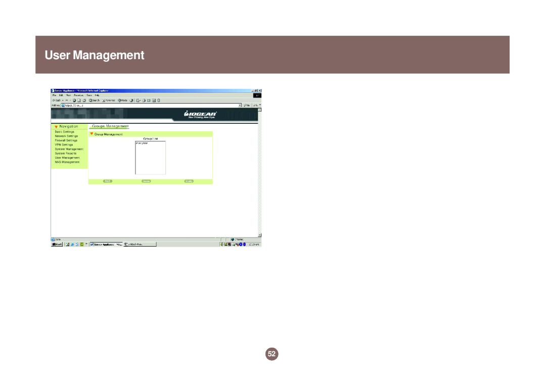 IOGear GNS1000 user manual User Management 